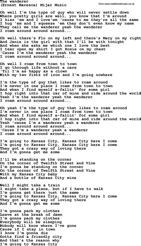 the wanderer lyrics